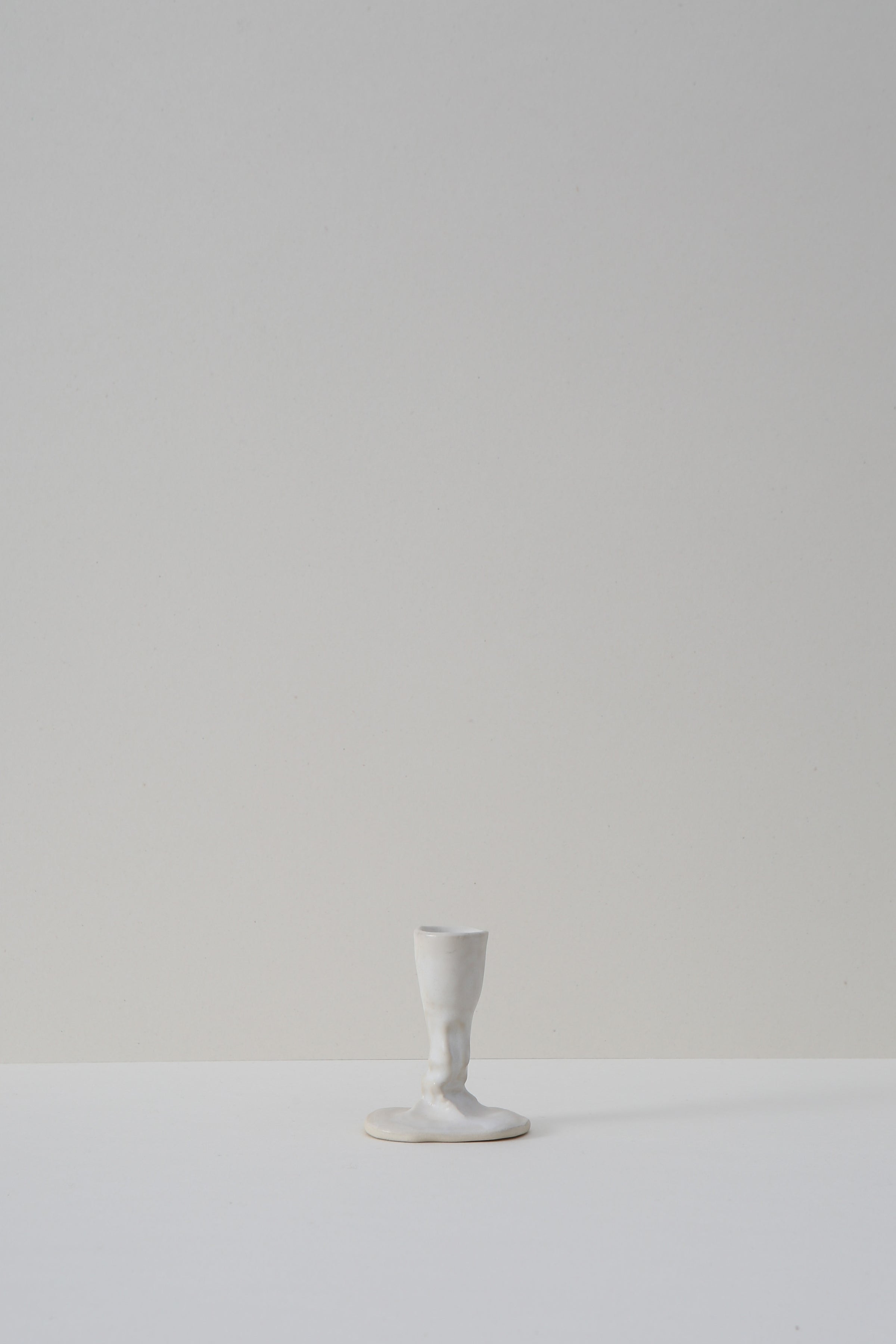 Pinched Candle Holder - White