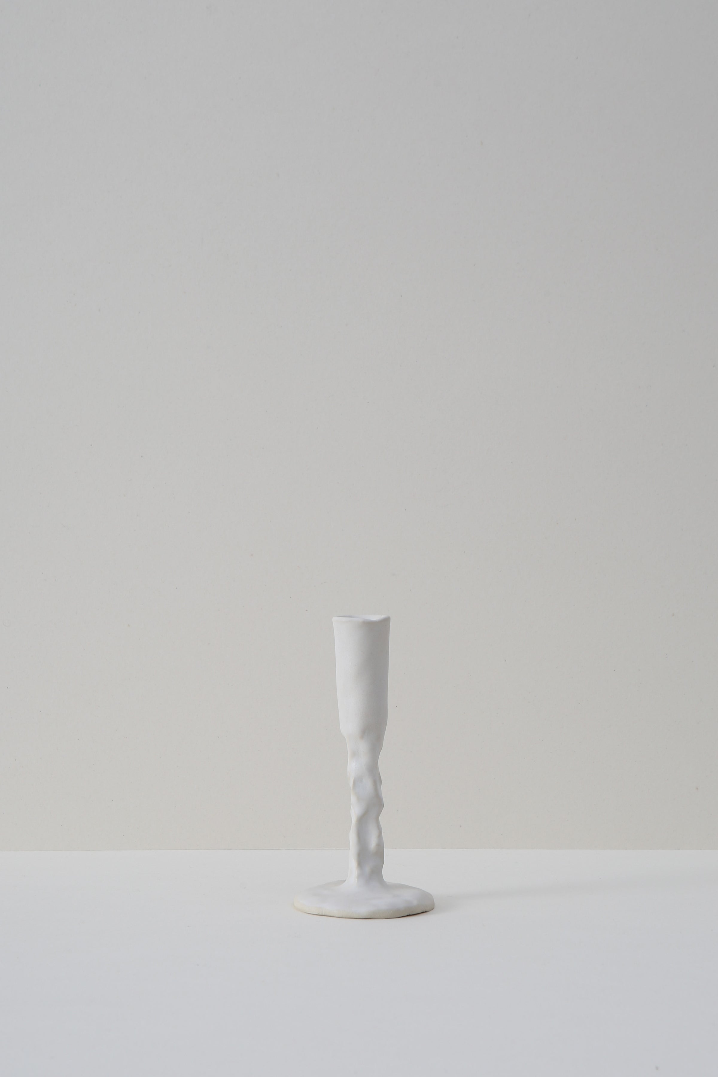 Pinched Candle Holder - White