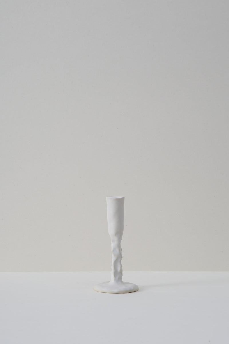Pinched Candle Holder - White