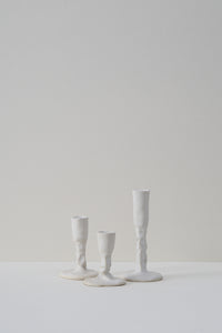 Pinched Candle Holder - White