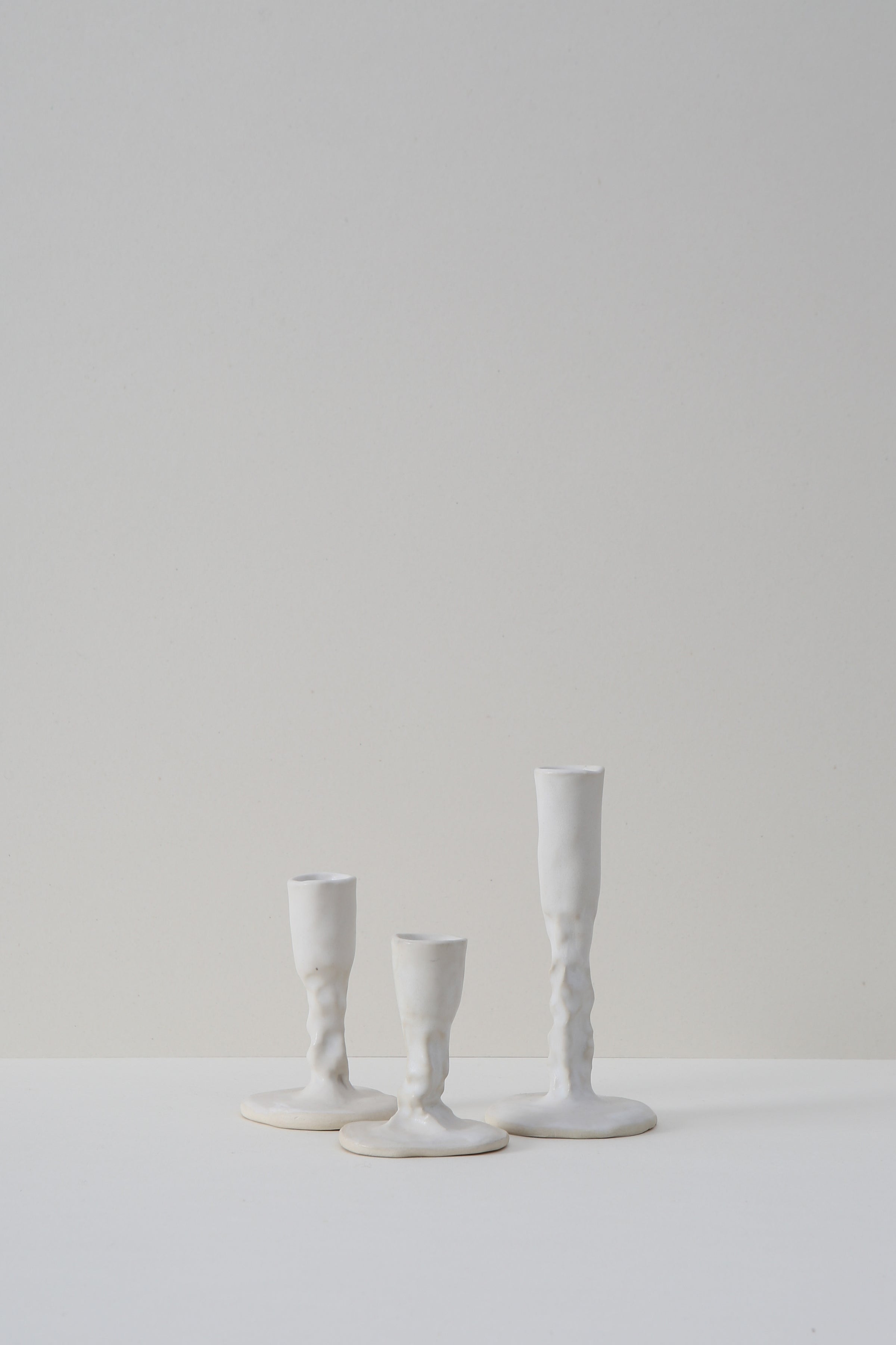 Pinched Candle Holder - White
